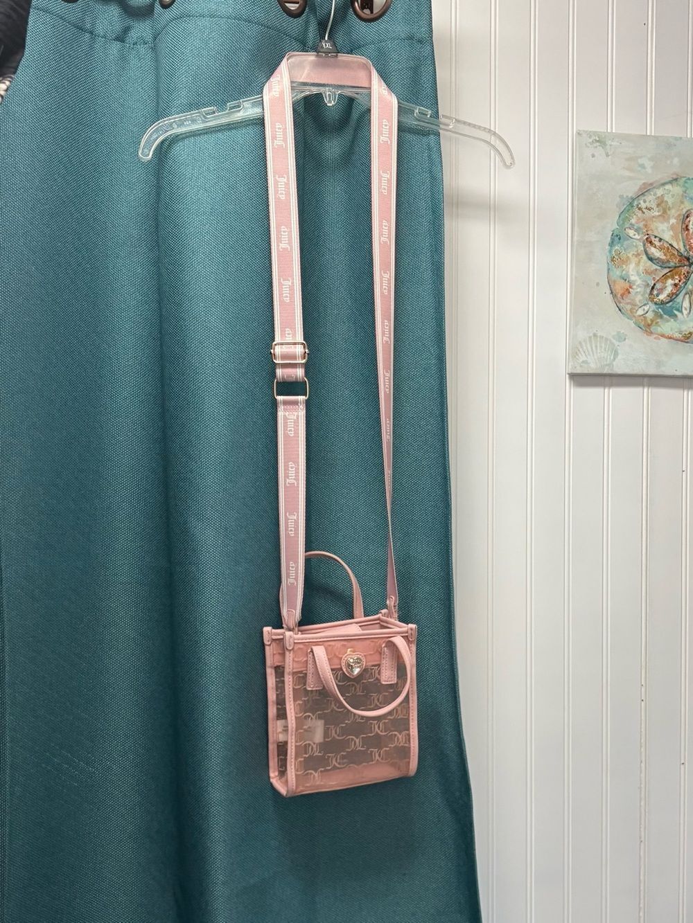 Juicy Couture Pink & Clear Crossbody Tote with Logo Accent